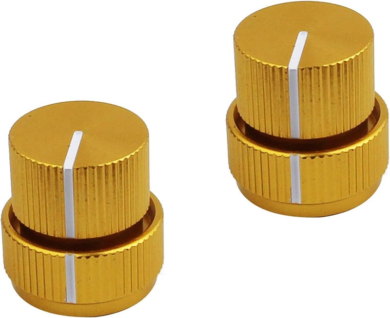 guyker Guitar Aluminum Alloy Dual Concentric Control Knobs - Dome Volume Tone Stacked Knob Replacement for Electric Guitar or Bass (golden, 2 piece) - Image 1